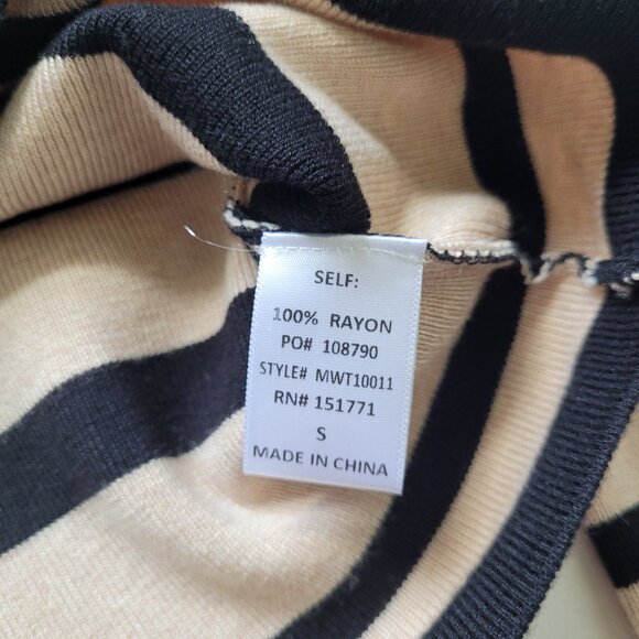 Striped Long Sleeve Sweater Crewneck Tan & Black Gilli Small Old Money Preppy - Picture 7 of 9